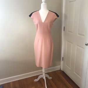 Immaculate Roland Mouret pink sheath with black shoulders US10 UK14